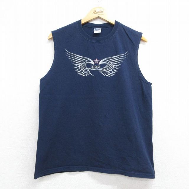 古着通販 L☆古着 ノースリーブ ビンテージ Tシャツ メンズ 00年代 00s