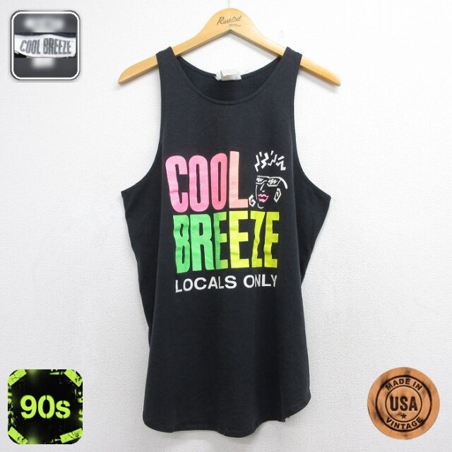 【20%OFF】90s タンクトップ COOL BREEZE ブラック メンズL相当 | 古着