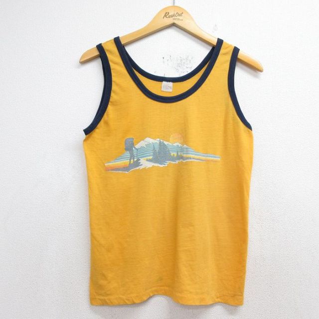 80s タンクトップ 山 イエロー メンズS相当 | 古着
