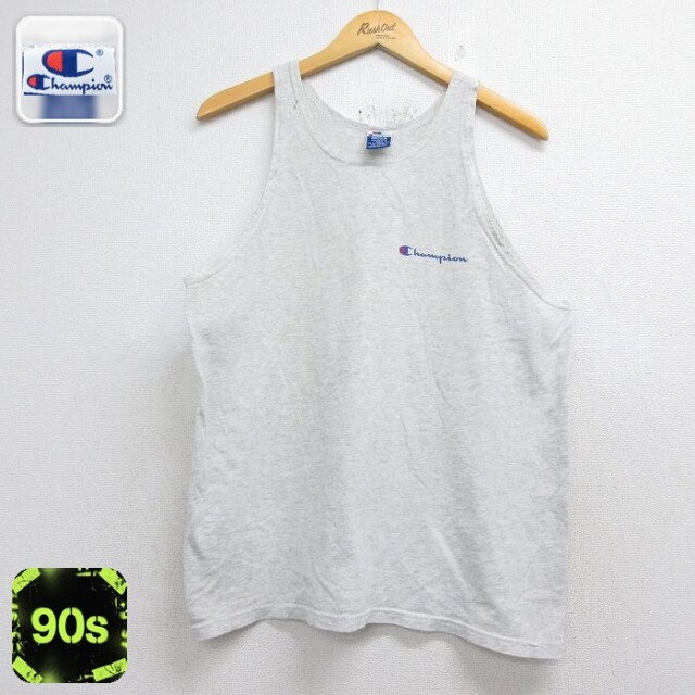 【20%OFF】チャンピオン 90s タンクトップ ワンポイントロゴ グレー メンズL相当 | 古着