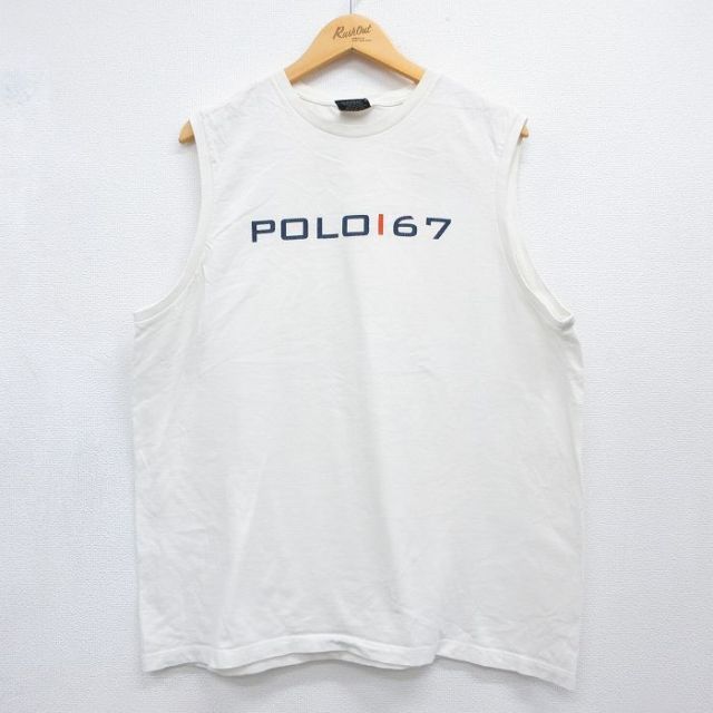 ラルフローレン ノースリーブTシャツ ビッグロゴ ホワイト メンズXL相当 | 古着