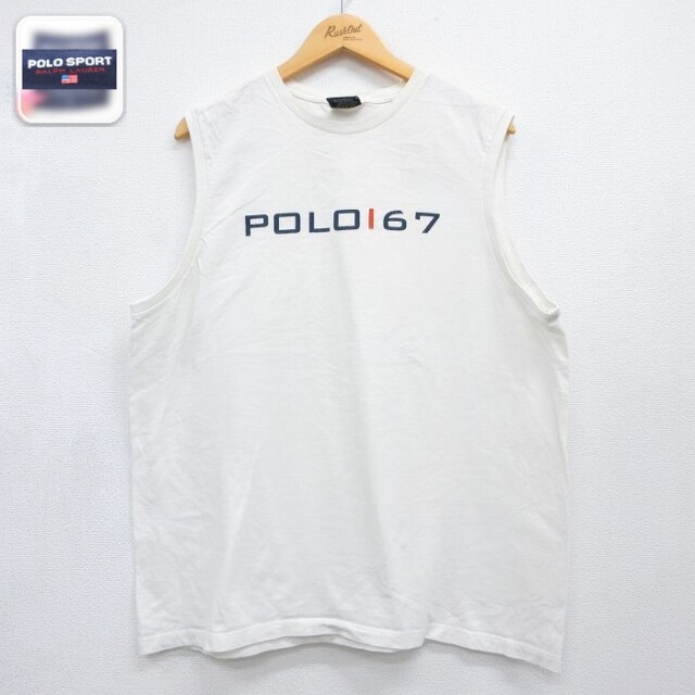 【20%OFF】ラルフローレン ノースリーブTシャツ ビッグロゴ ホワイト メンズXL相当 | 古着