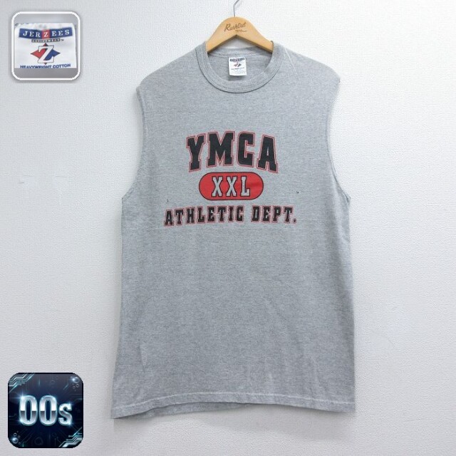 00s ノースリーブTシャツ YMCAカレッジ グレー メンズL相当 | 古着