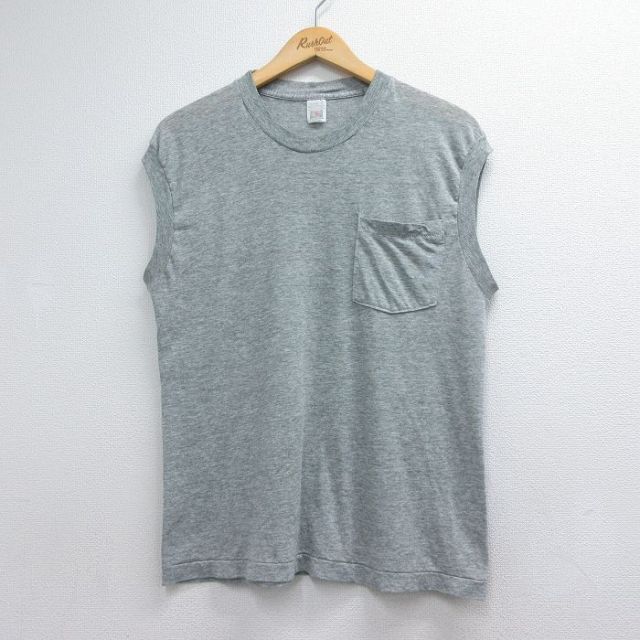 フルーツオブザルーム 90s ノースリーブTシャツ 胸ポケット グレー メンズM相当 | 古着