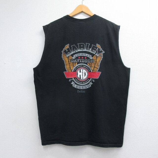 ハーレーダビッドソン ノースリーブTシャツ 00s USA製 L 黒 14742 古着通販 XL☆古着 ハーレーダビッドソン ノースリーブ ビンテージ T