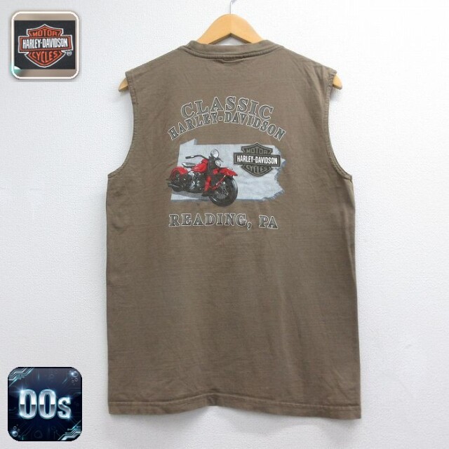ハーレーダビッドソン 00s ノースリーブTシャツ ビッグロゴ ブラウン メンズM相当 | 古着