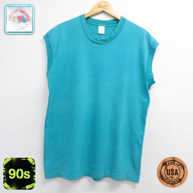 フルーツオブザルーム 90s ノースリーブTシャツ ブルー メンズL相当 | 古着