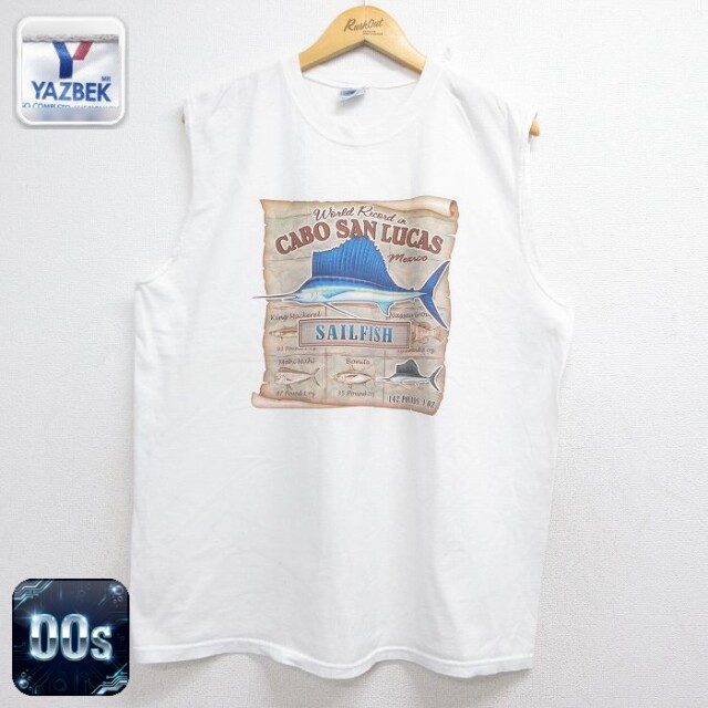 00s ノースリーブTシャツ SAIL FISH ホワイト メンズXL相当 | 古着