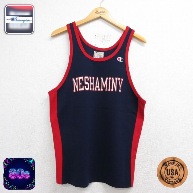 チャンピオン 80s タンクトップ NESHAMINY ネイビー メンズL相当 | 古着