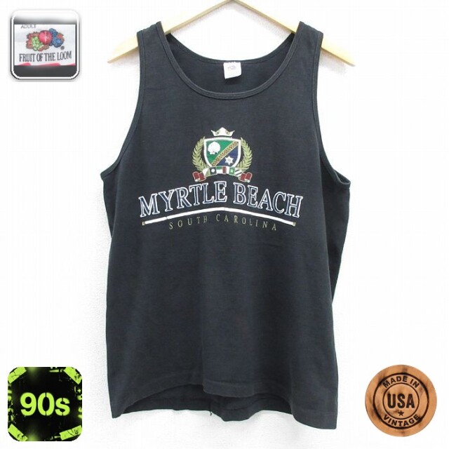 フルーツオブザルーム 90s タンクトップ MYRTLE BEACH ブラック メンズL相当 | 古着
