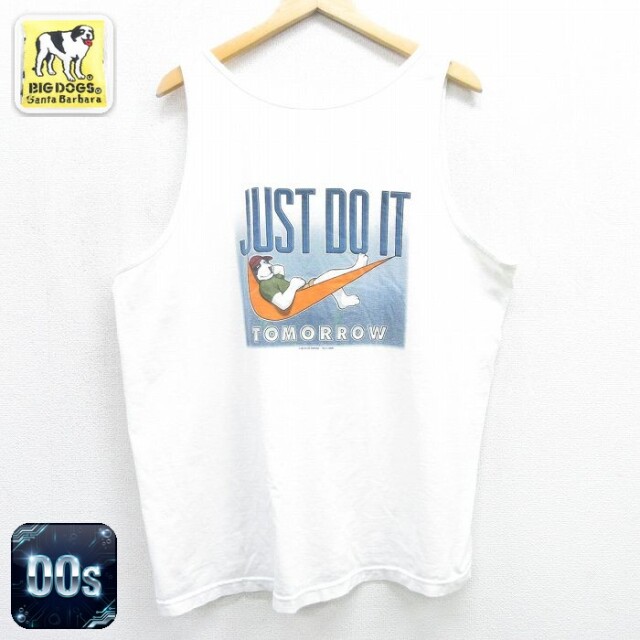 ビッグドッグス 00s タンクトップ JUST DO IT ホワイト メンズXL相当 | 古着