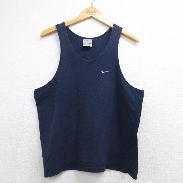 L★古着 ナイキ NIKE ビンテージ タンクトップ メンズ 00年代 00s ワンポイントロゴ コットン ネイビー【spe】 26jul09