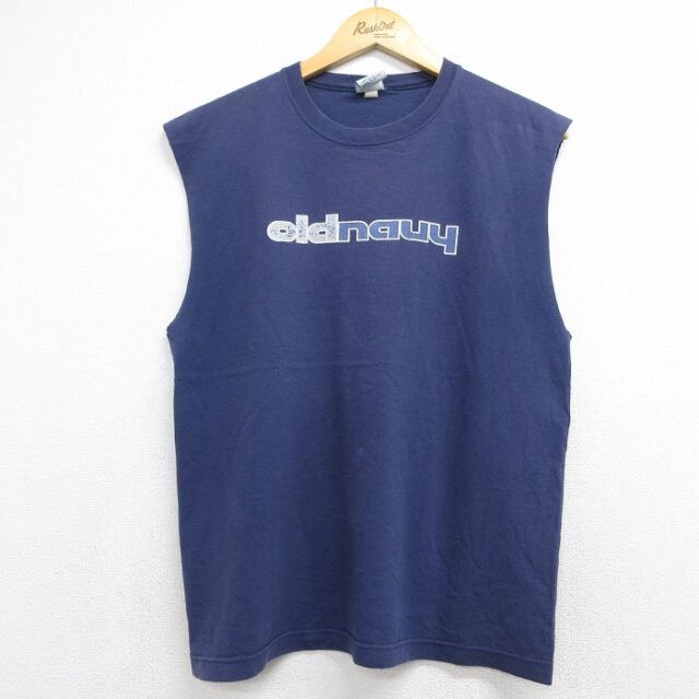 オールドネイビー 00s ノースリーブTシャツ ビッグロゴ ネイビー メンズL相当 | 古着