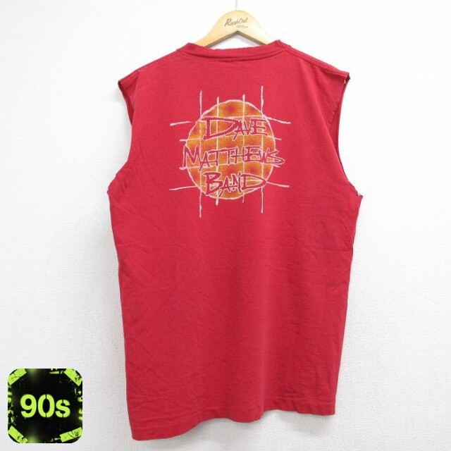 90s ノースリーブTシャツ デイブマシューズバンド レッド メンズL相当 | 古着