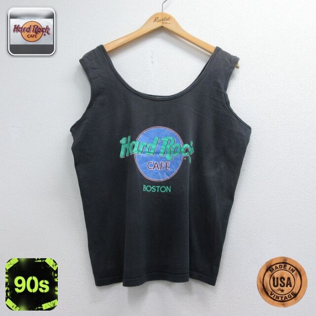 ハードロックカフェ 90s タンクトップ ボストン ブラック メンズL相当 | 古着