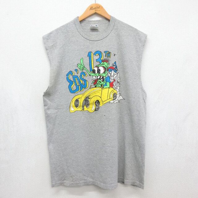 00s ノースリーブTシャツ 車 グレー メンズL相当 | 古着