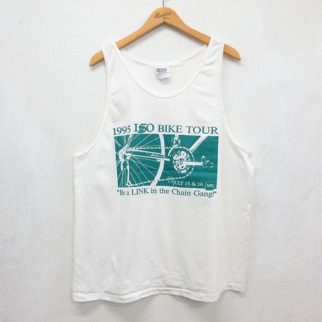ヘインズ 90s タンクトップ 自転車 ホワイト メンズXL相当 | 古着