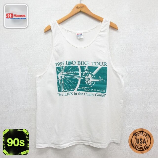 ヘインズ 90s タンクトップ 自転車 ホワイト メンズXL相当 | 古着