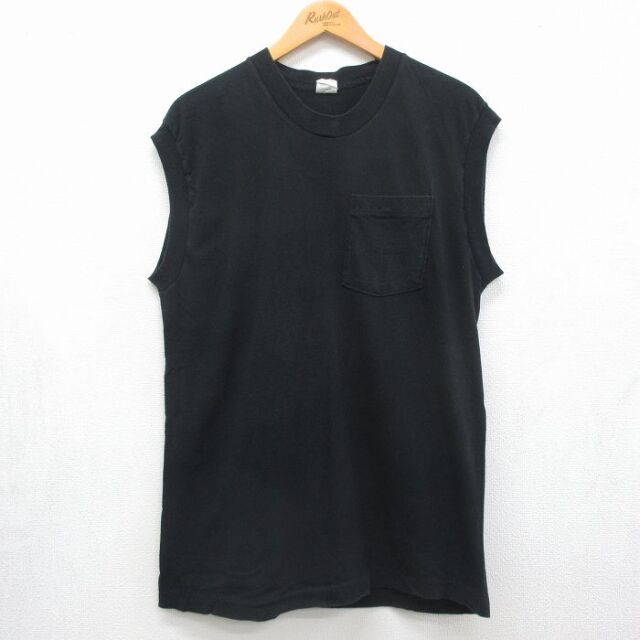 フルーツオブザルーム 80s ノースリーブTシャツ 胸ポケット付き ブラック メンズL相当 | 古着