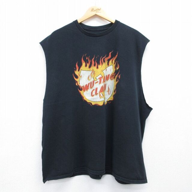 XL★古着 ノースリーブ ヒップホップ ラップ Tシャツ メンズ ウータンクラン 大きいサイズ クルーネック ブラック 26jul10