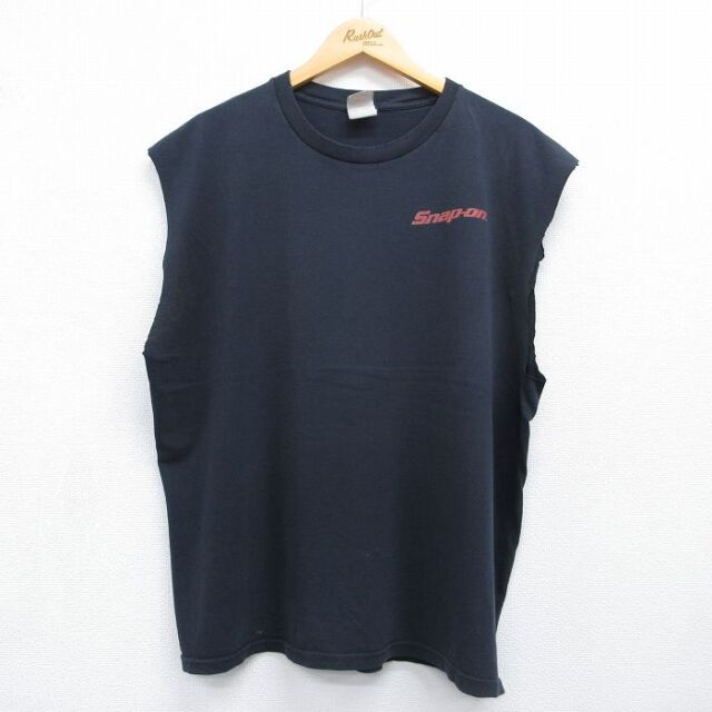 XL★古着 フルーツオブザルーム ノースリーブ ビンテージ Tシャツ メンズ 00年代 00s スナップオン 大きいサイズ コットン クルーネック ブラック 26jul10