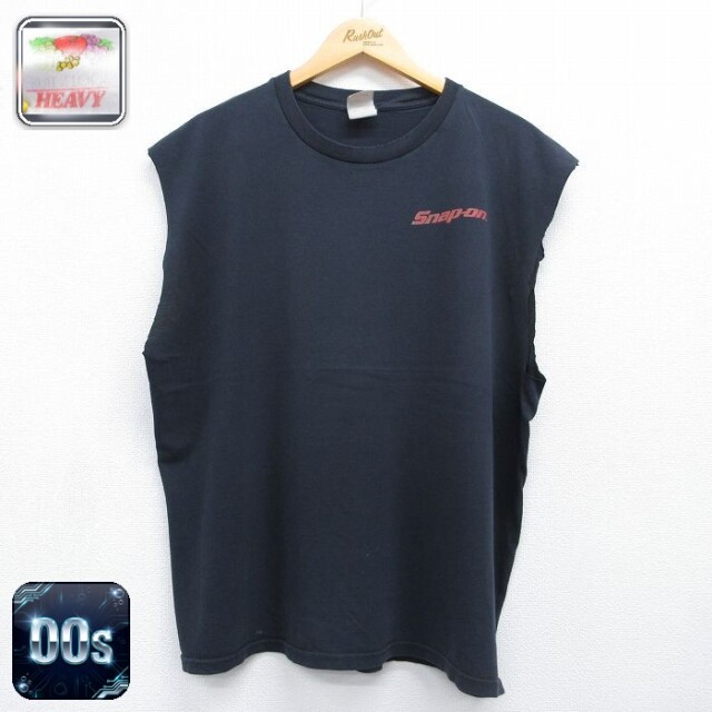 フルーツオブザルーム 00s ノースリーブTシャツ スナップオン ブラック メンズXL相当 | 古着