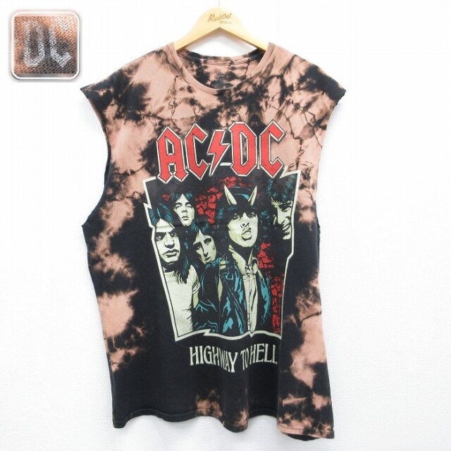 AC/DC 半袖Tシャツ タイダイ ブラック メンズXL相当 | 古着