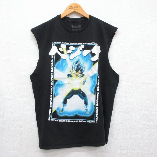 ノースリーブTシャツ ドラゴンボール ベジータ ブラック メンズL相当 | 古着