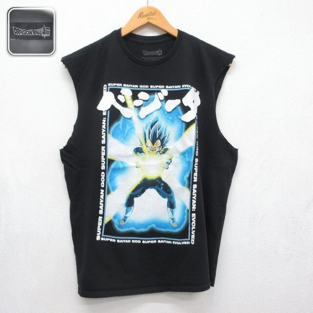 ノースリーブTシャツ ドラゴンボール ベジータ ブラック メンズL相当 | 古着
