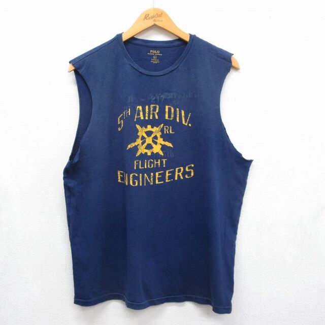 ラルフローレン ノースリーブTシャツ AIR DIV ネイビー メンズL相当 | 古着