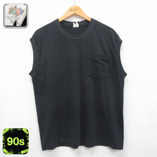 フルーツオブザルーム 90s ノースリーブTシャツ 胸ポケット付き ブラック メンズL相当 | 古着