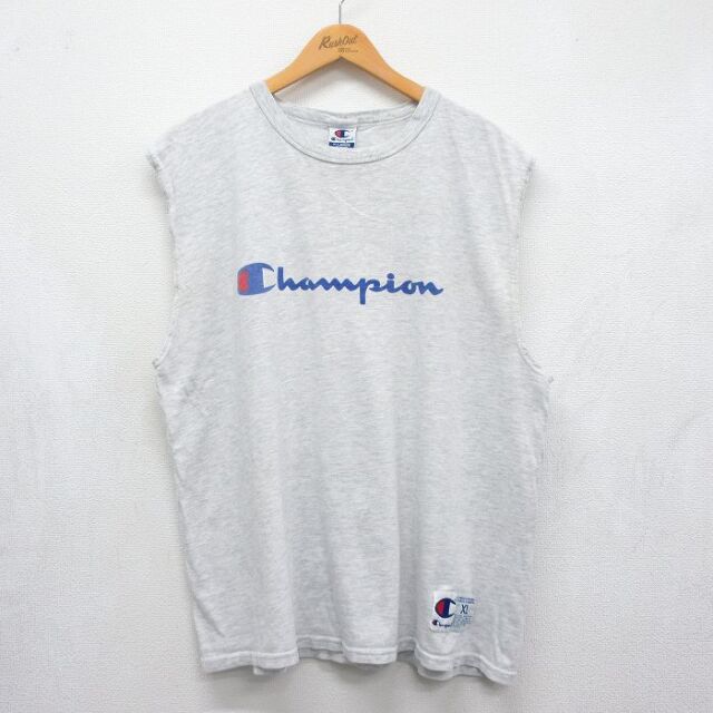チャンピオン 90s ノースリーブTシャツ ビッグロゴ グレー メンズXL相当 | 古着