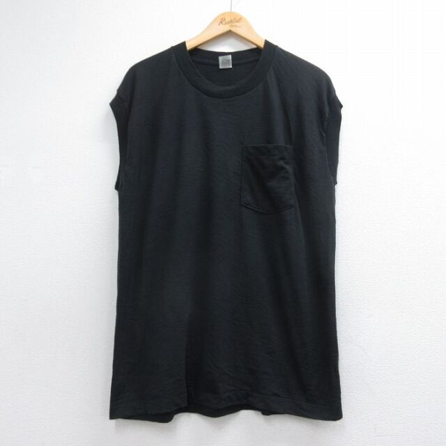 フルーツオブザルーム 90s ノースリーブTシャツ 胸ポケット付き ブラック メンズXL相当 | 古着