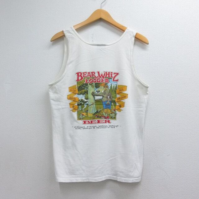 90s タンクトップ BEAR WHIZ BEER ホワイト メンズM相当 | 古着