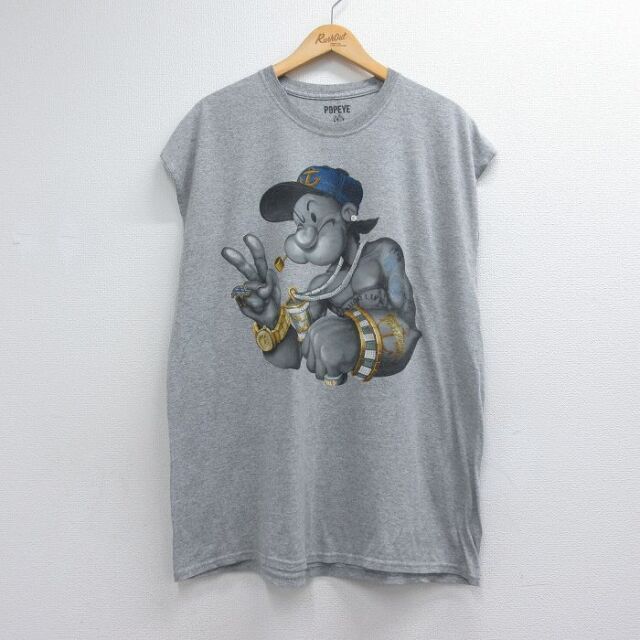 ノースリーブTシャツ ポパイ グレー メンズXL相当 | 古着