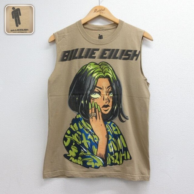 半袖Tシャツ ビリーアイリッシュプリント ベージュ メンズS相当 | 古着