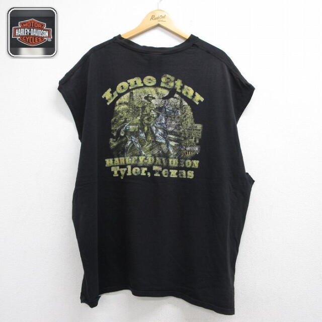 ハーレーダビッドソン ノースリーブTシャツ ローンスター ブラック メンズXL相当 | 古着