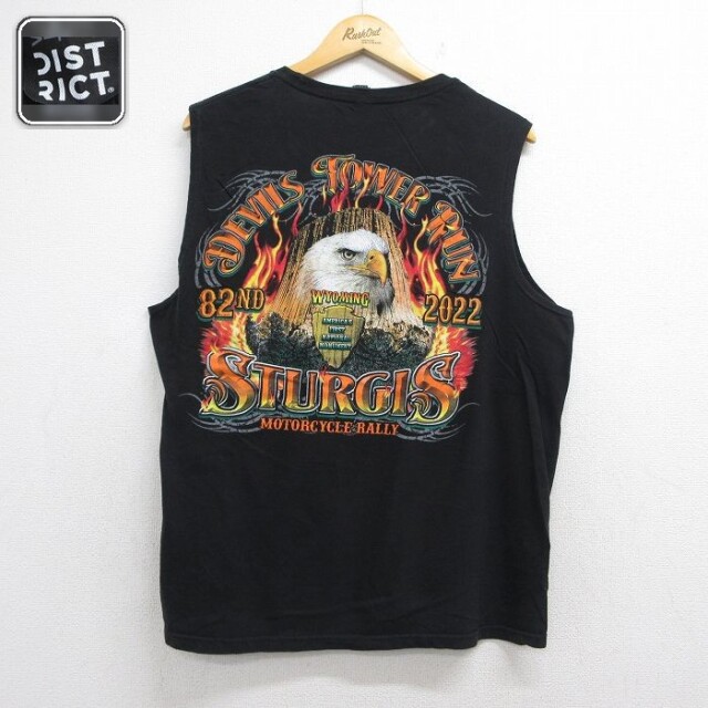 ノースリーブTシャツ ブラック メンズL相当 | 古着