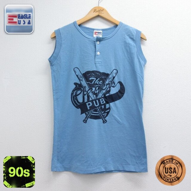 90s ノースリーブTシャツ プレイヤーズ ライトブルー メンズS相当 | 古着