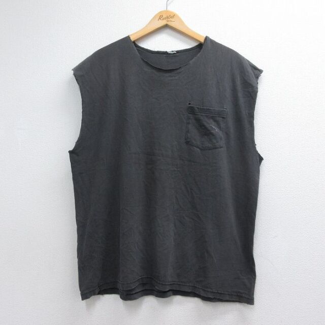 00s ノースリーブTシャツ 胸ポケット付き キャメル メンズXL相当 | 古着