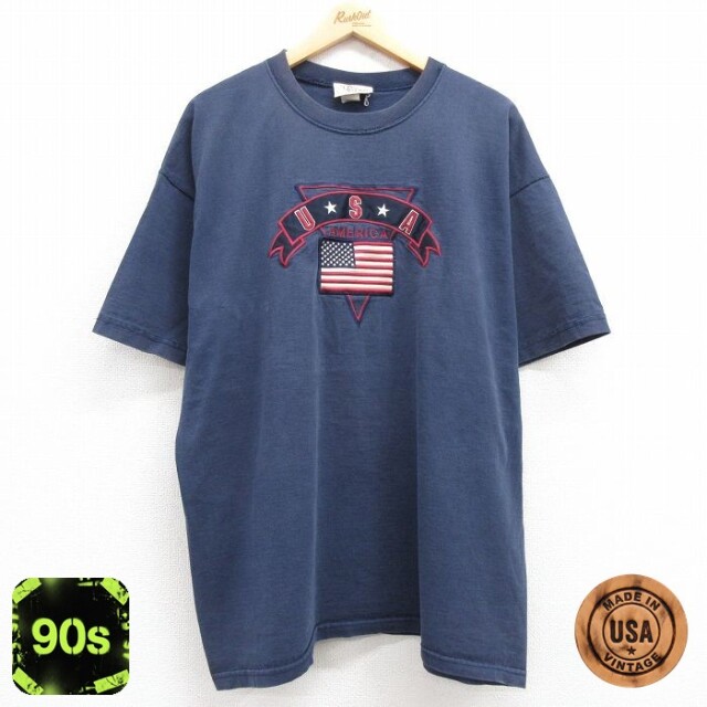 90s 半袖Tシャツ USAロゴ ネイビー XL | 古着