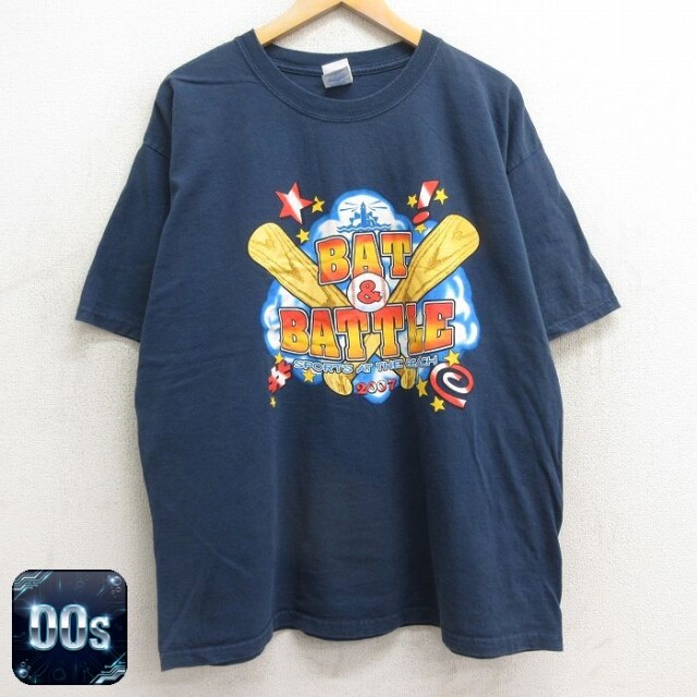 00s 半袖Tシャツ BAT&BATTLE ネイビー XL | 古着