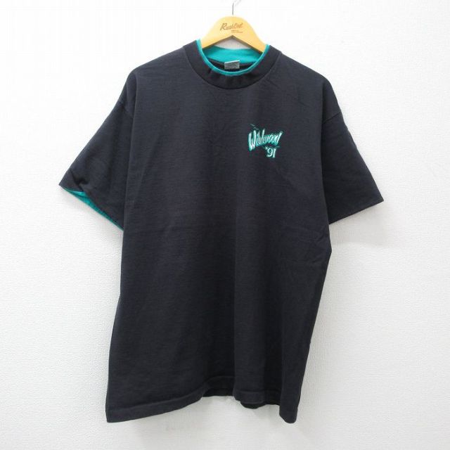 SIGNAL 90s 半袖Tシャツ ワイルドウッド ブラック XL | 古着