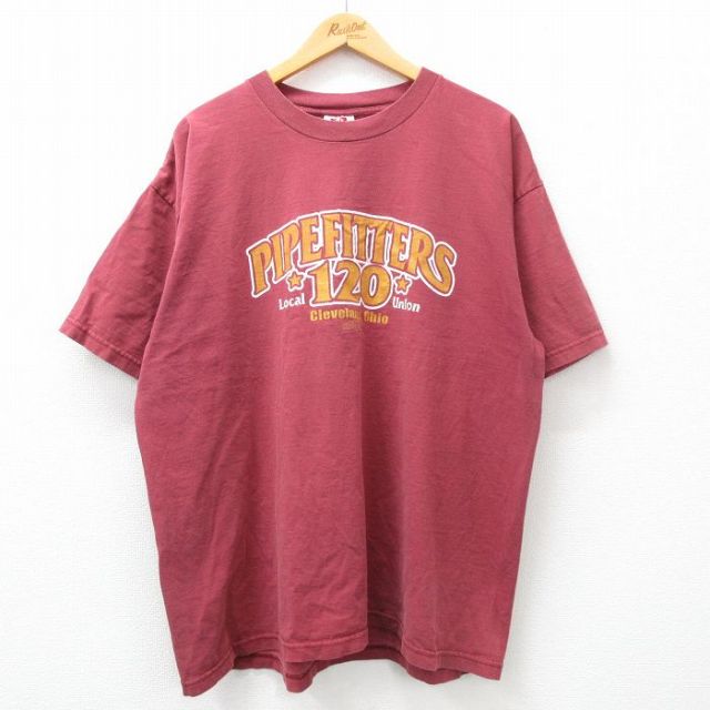 00s 半袖Tシャツ PIPEFITTERS バーガンディ XL | 古着