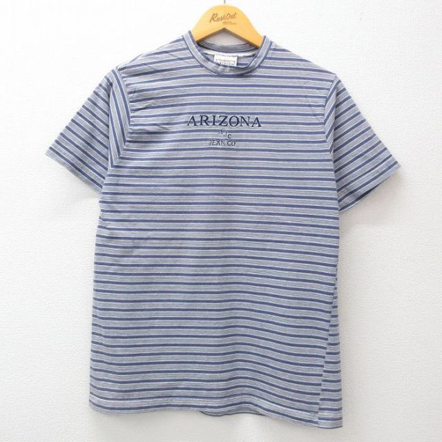 アリゾナジーンズ 00s 半袖Tシャツ ビッグロゴ ネイビーボーダー M | 古着