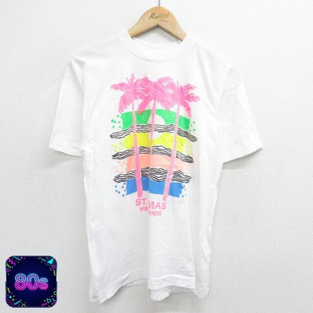 【50%OFF】80s 半袖Tシャツ ヤシの木ビーチ M | 古着