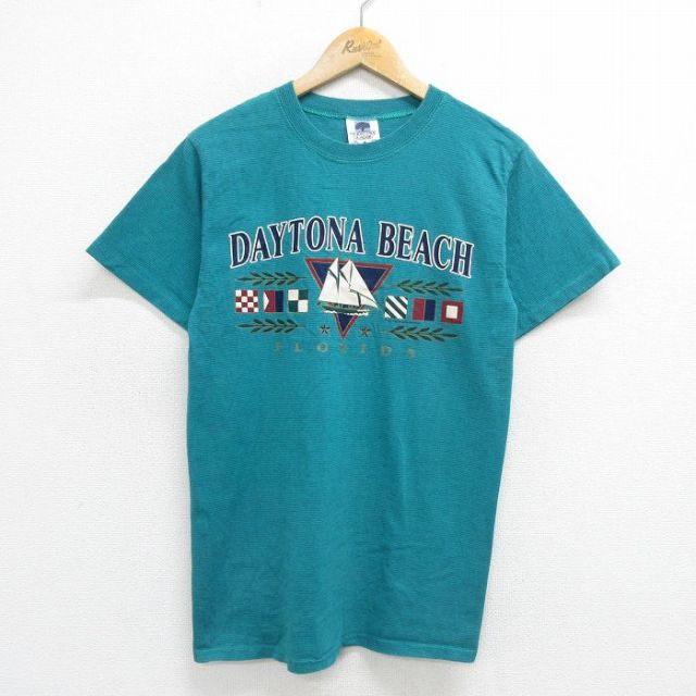 90s 半袖Tシャツ デイトナビーチ ライトブルーボーダー M | 古着