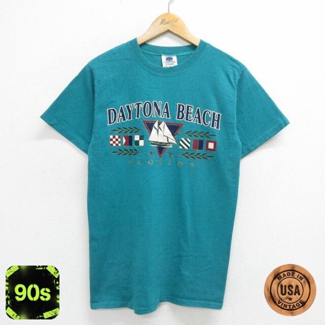 【50%OFF】90s 半袖Tシャツ デイトナビーチ ライトブルーボーダー M | 古着