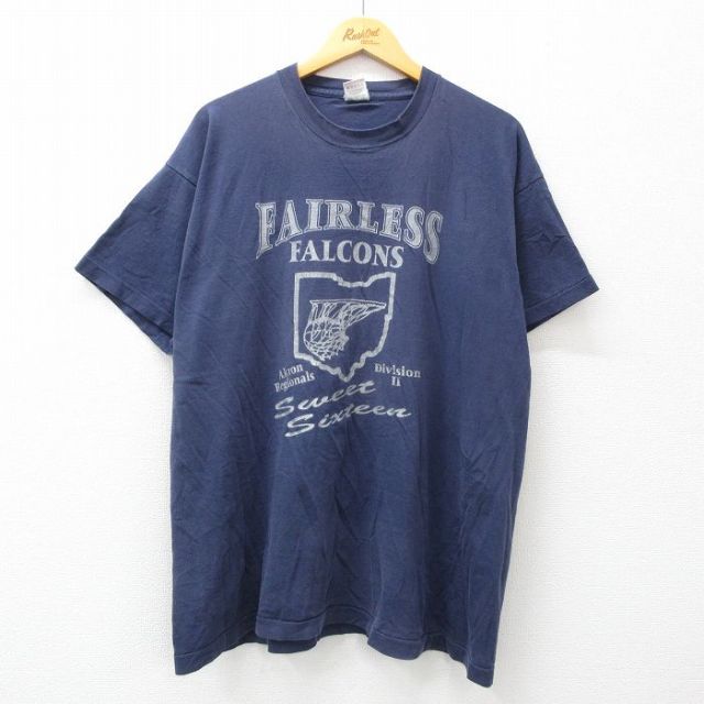フルーツオブザルーム 90s 半袖Tシャツ フェアレスファルコンズ ネイビー XL | 古着