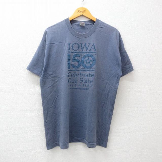 フルーツオブザルーム 90s 半袖Tシャツ アイオワ ネイビー XL | 古着